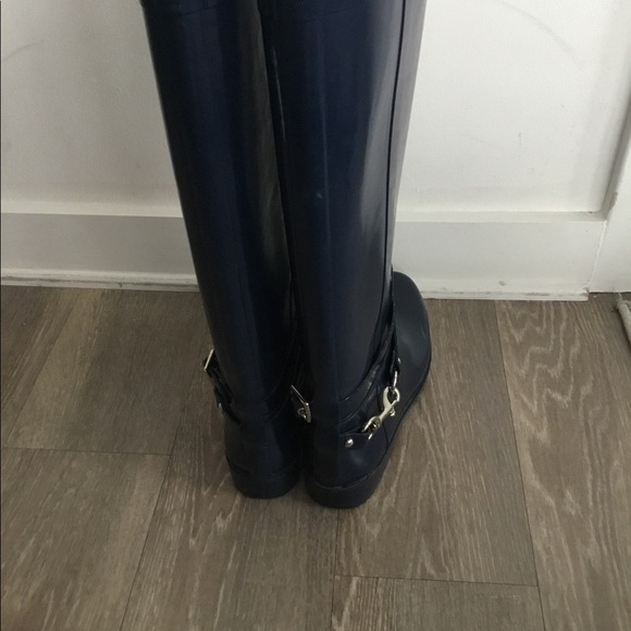Coach Rubber Blue Long Rain Boots Size 9 B $80 - Picture 3 of 8